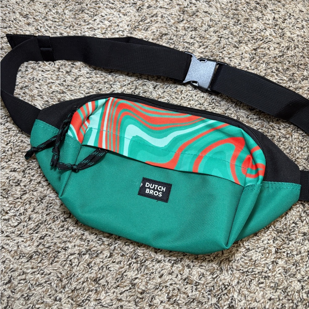 Dutch Bros Green and Red Crossbody Bag